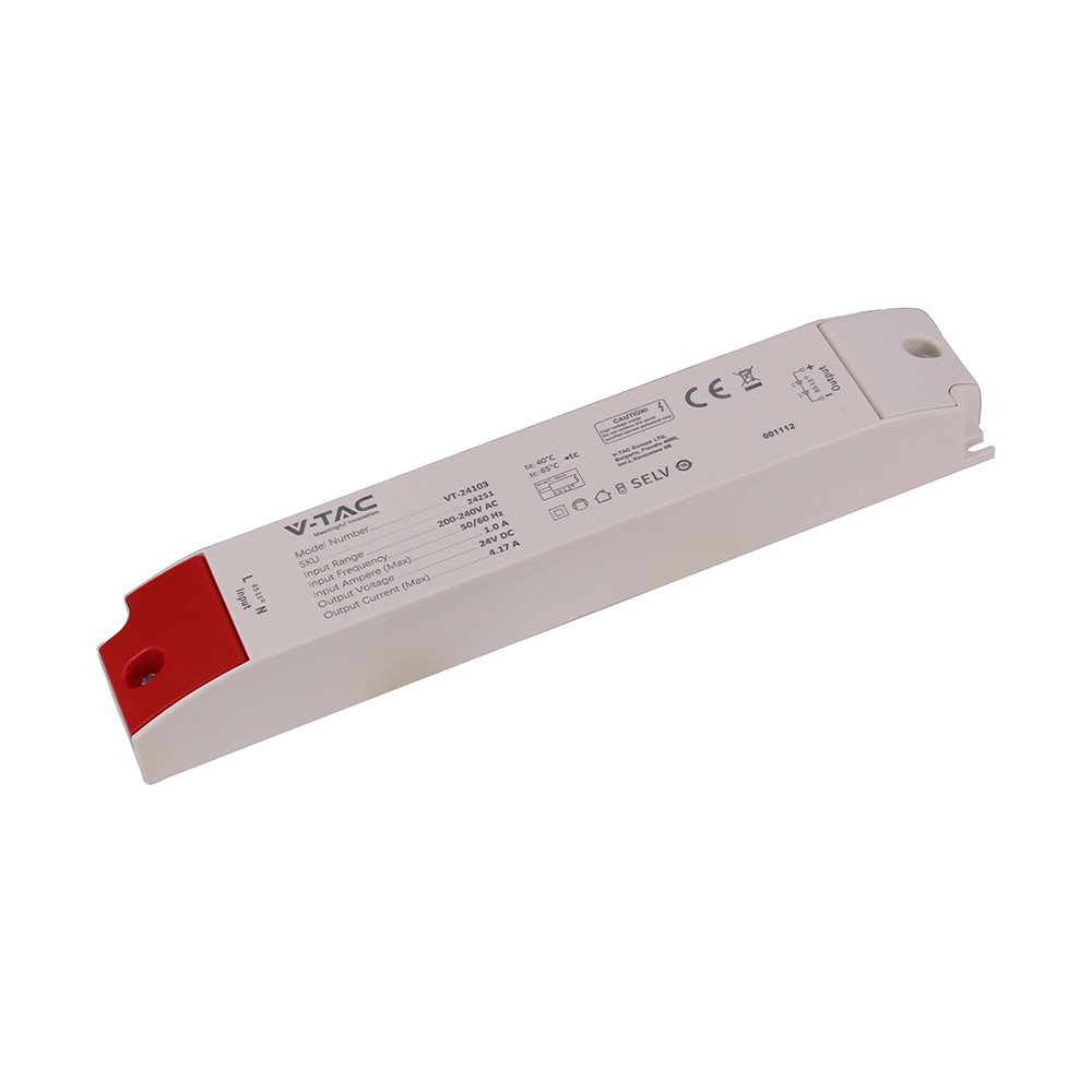 100W / 24V DC strømforsyning til LED-strips - 4.17A, IP44 våtrom