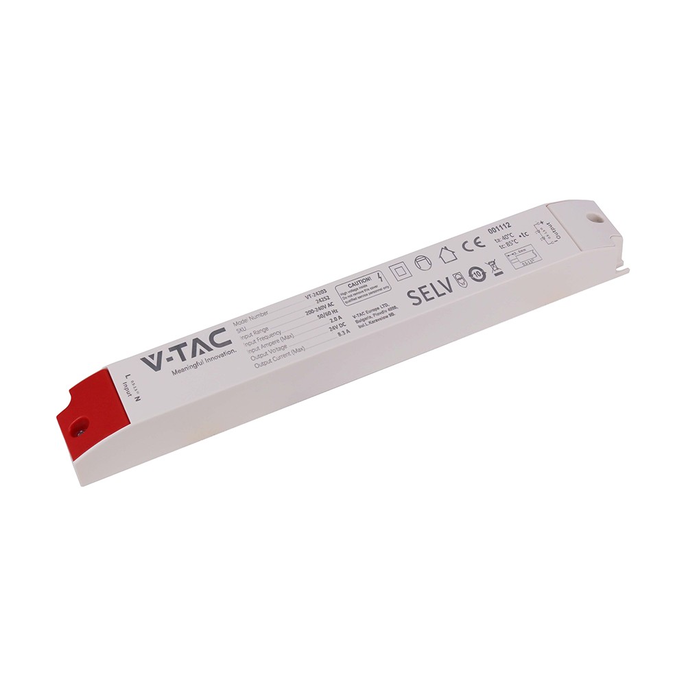 200W / 24V DC strømforsyning til LED-strips - 8.3A, IP44 våtrom