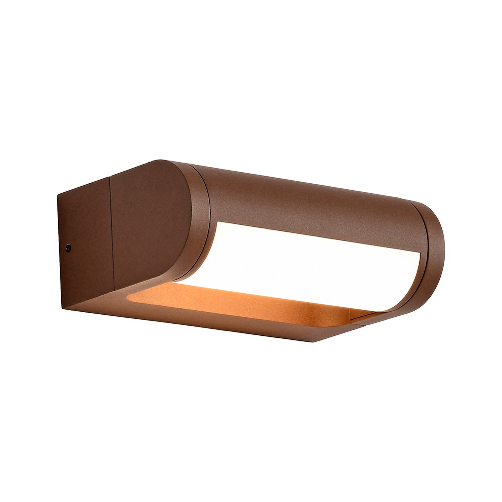 V-Tac 10W LED justerbar vegglampe – IP65, Cortenfarget, Cree chip, 3000K, 6 års garanti – Kulør : Varm
