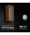 10W LED vegglampe - 3-i-1 CCT, Corten stål, IP65, opp/ned lys