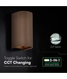 10W LED vegglampe 3-i-1 - Corten-finish, IP65, opp/ned-lys, inkl. lyskilde