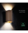 10W LED vegglampe 3-i-1 - Corten-finish, IP65, opp/ned-lys, inkl. lyskilde