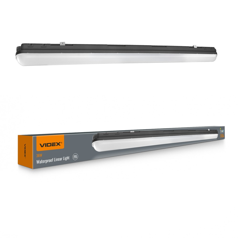 120cm 36W vanntett komplett LED-armatur - IP65, sort, 5000K, gjennomgangskoblet - Kulør : Nøytral