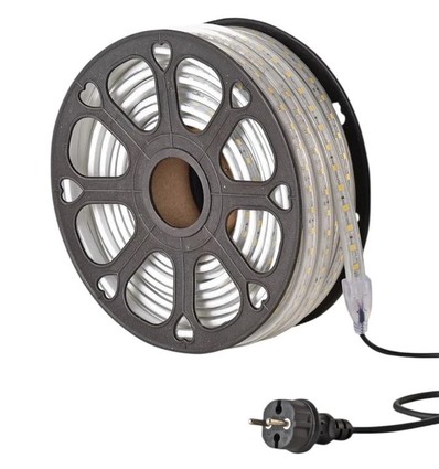 50m arbeidslys LED-strip - 230V, IP65, 1500 lm/m, 12W/m, 180 LED/m