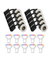 10 stk. Zigbee Downlight Inno88 - Inkl. Hue-kompatible GU10 pærer, hvit, IP44, godkjent i isolasjon