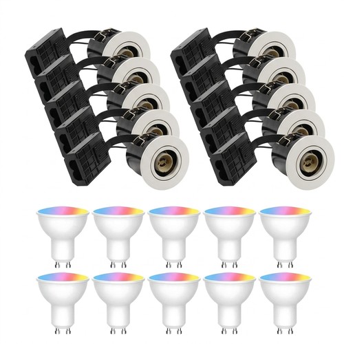 10 stk. Wifi downlight Inno88 - Inkl. Smart home GU10 pærer, hvit, IP44, godkjent i isolasjon