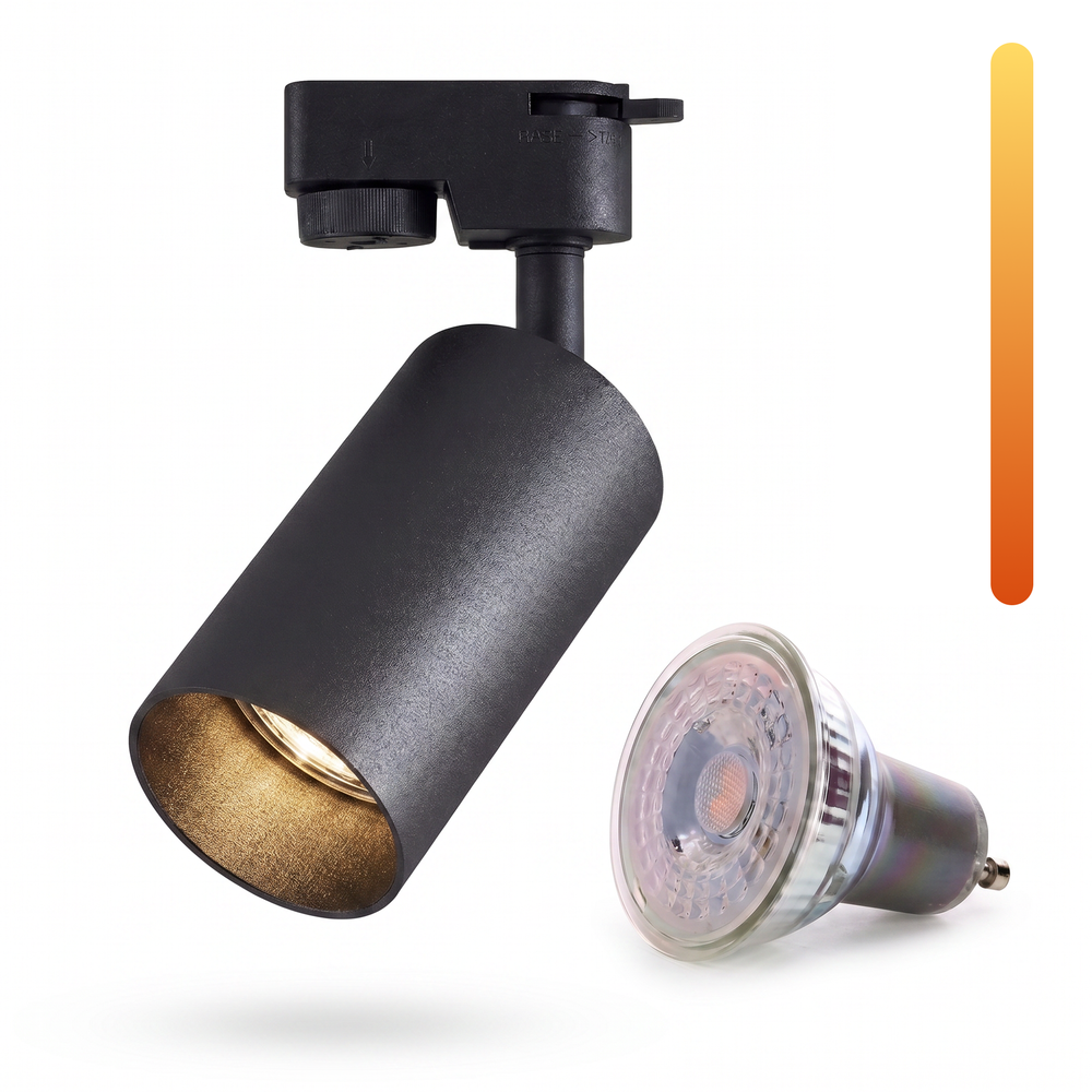 Dim to warm GU10 skinnespot - Inkludert 6W Dimtowarm pære, Sort, 1-faset, 1F2W - Dimbar : Dimbar, Kulør : Dim to warm