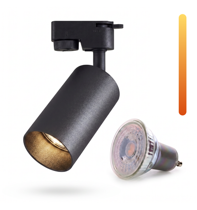 Dim to warm GU10 skinnespot - Inkludert 6W Dimtowarm pære, Sort, 1-faset, 1F2W