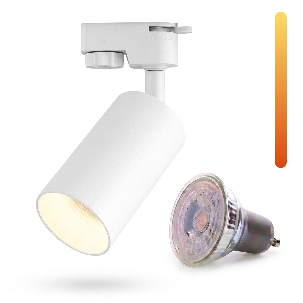 Dim to warm GU10 skinnespot - Inkludert 6W Dimtowarm pære, Hvit, 1-faset, 1F2W - Dimbar : Dimbar, Kulør : Dim to warm