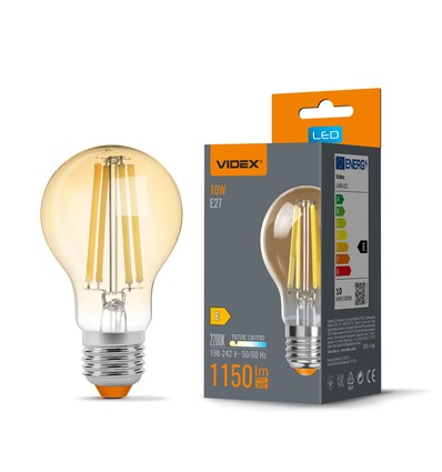 E27 10W LED filamentpære - A60, ekstra ekstra varm hvit, bronse glass