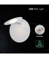 V-Tac 6W LED vegglampe - CREE chip, hvit, IP20, 6 års garanti, roterbar