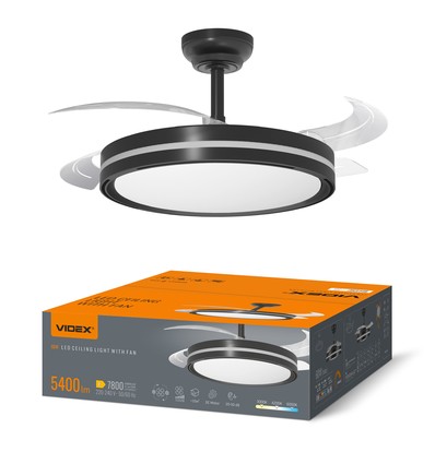 Taklampe m. skjult vifte - RA90, CCT, 60W, sort