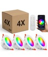 4 stk. RGB+CCT Smart Home downlight - 5W LED, Bluetooth, Google Home & Alexa