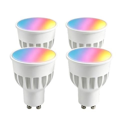 4x GU10 5W Smart Home LED-pære - Bluetooth, 6,6 cm, virker med Google Home, Alexa og smarttelefon