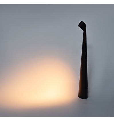 Oppladbar LED bordlampe inne/ute - Sort, 40cm høy, 3-trinns dimbar, IP44 utendørs