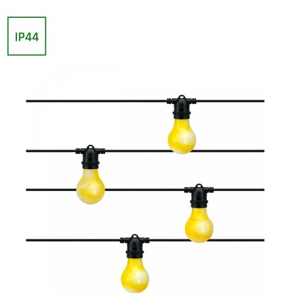10m solcelle lyslenke Aura - 10xG40, IP44, 2700K, inkl. fjernkontroll