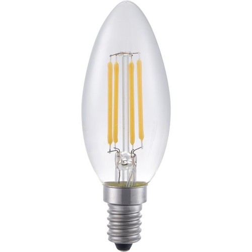 E14 4W dimbar LED kronepære - Filament, C35, 370lm, 2500K, klart glass