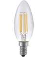 E14 4W dimbar LED kronepære - Filament, C35, 370lm, 2500K, klart glass