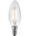E14 4W dimbar LED kronepære - Filament, C35, 370lm, 2500K, klart glass