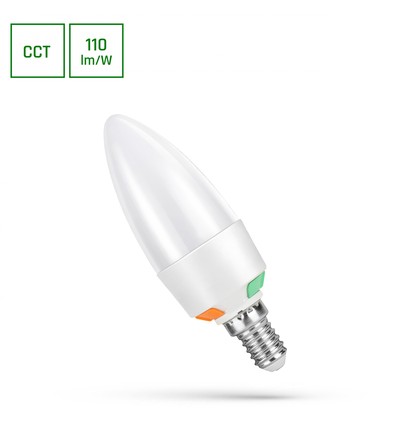E14 6W LED kronepære - C37, CCT, 3-trinns watt-justering, inkl. lyskilde