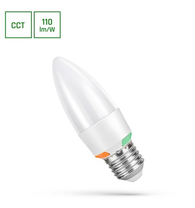E27 6W LED kronepære - C37, CCT, 3-i-1 lysfarge, inkl. lyskilde