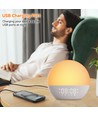 Wake-up Light vekkerklokke, soloppgangseffekt - Bluetooth 5.3 høyttaler, søvnlyder, dimbar
