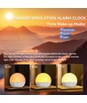 Wake-up Light vekkerklokke, soloppgangseffekt - Bluetooth 5.3 høyttaler, søvnlyder, dimbar