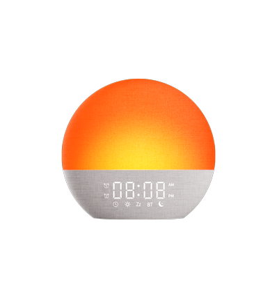 Wake-up Light vekkerklokke, soloppgangseffekt - Bluetooth 5.3 høyttaler, søvnlyder, dimbar