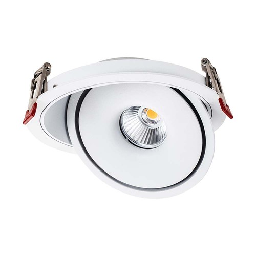 Demo: 30W Ø20 cm innfellingsspot RA90 - Hull: Ø18 cm, Mål: Ø20 cm, CCT - 3 lysfarger, 3-i-1, hvit kant