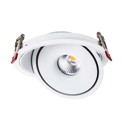 Demo: 30W Ø20 cm innfellingsspot RA90 - Hull: Ø18 cm, Mål: Ø20 cm, CCT - 3 lysfarger, 3-i-1, hvit kant