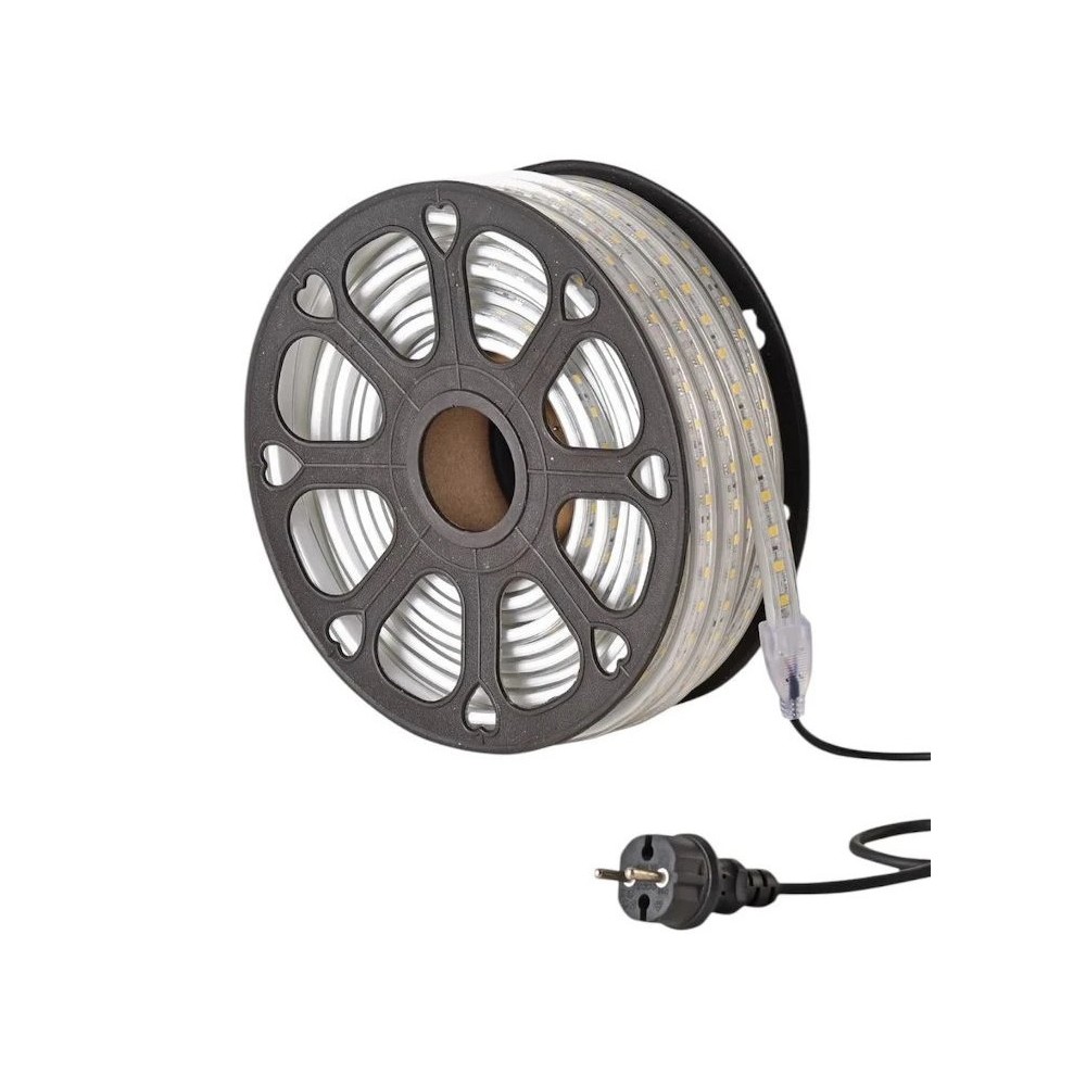 25m arbeidslys LED-strip - 230V, IP65, 1500 lm/m, 12W/m, 4000K, Byggeplassbelysning