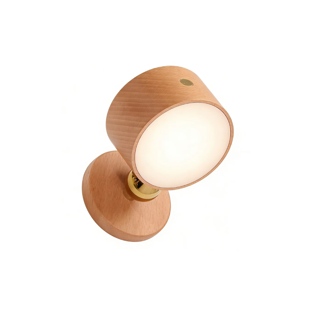 4W Oppladbar vegglampe - IP20, Rund, Trelook, 360° roterbar, inkl. lyskilde - Dimbar : Dimmer innebygd, Kulør : 3-i-1