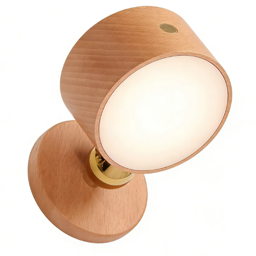4W Oppladbar vegglampe - IP20, Rund, Trelook, 360° roterbar, inkl. lyskilde