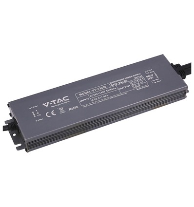 200W / 12V DC strømforsyning til LED-strips - 16.6A, IP67 vanntett
