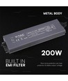 200W / 12V DC strømforsyning til LED-strips - 16.6A, IP67 vanntett