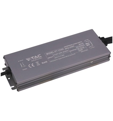 300W / 12V DC strømforsyning til LED-strips - 25A, IP67 vanntett