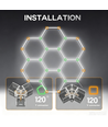 240W RA95 Hexagon LED 7 felter komplett sett - Inkl. strømtilkobling
