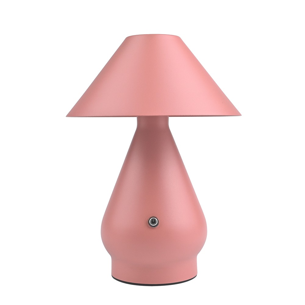 Oppladbar LED bordlampe - Rosa, Ø16cm, 21,5cm høy, touch dimbar, 3-i-1, IP20 innendørs - Dimbar : Dimmer innebygd, Kulør : CCT (Varm til Kald Hvit)