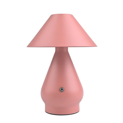 Oppladbar LED bordlampe - Rosa, Ø16cm, 21,5cm høy, touch dimbar, 3-i-1, IP20 innendørs