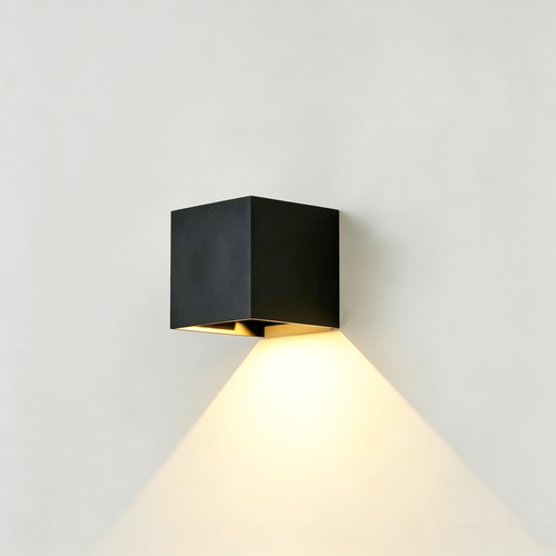 3W CUBIC PRO vegglampe - IP65, sort, viderekobling, justerbar, firkantet, utendørs, inkl. lyskilde