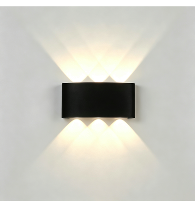 6W CUBIC PRO vegglampe - IP65, sort, viderekobling, justerbar, firkantet, opp/ned, utendørs, inkl. lyskilde