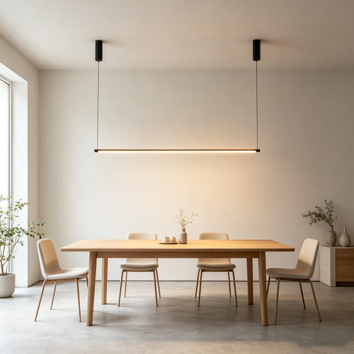 Sort spisestuelampe 126cm - 18W, inkl. wireoppheng