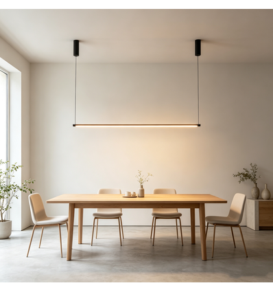 Svart spisestuelampe 126cm - 18W LED, 2800K, inkl. wireoppheng
