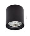 Taklampe til AR111 GU10 - Svart, Ø11,8cm, 11cm høy, aluminium, uten lyskilde