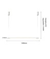 126cm dimbar spisestuelampe - Hvit, 18W LED, inkl. wireoppheng