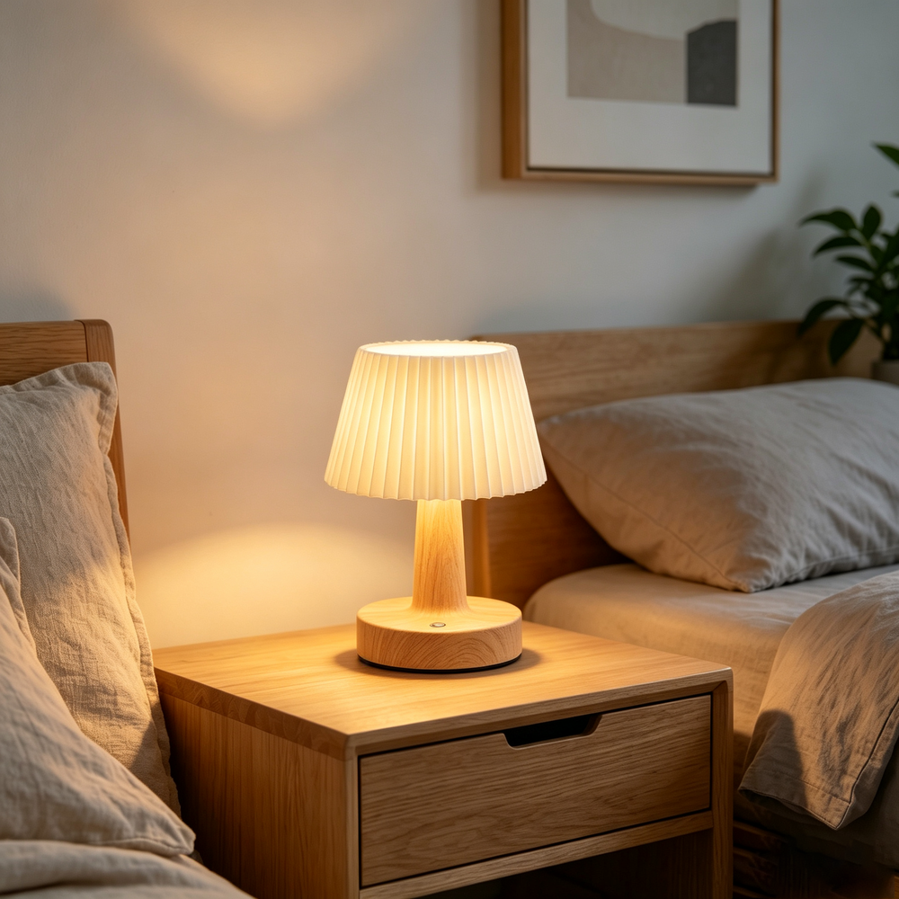 Oppladbar LED-bordlampe - Stoff, touch-dimbar, CCT, IP20 - Dimbar : Dimbar, Kulør : CCT (Varm til Kald Hvit)