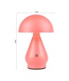 Oppladbar LED bordlampe - Rosa, Ø15cm, 22cm høy, touch dimbar, 3-i-1, IP20 innendørs