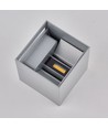 6W CUBIC PRO vegglampe - IP65, sølvgrå, viderekobling, justerbar, firkantet, opp/ned, inne/ute, inkl. lyskilde