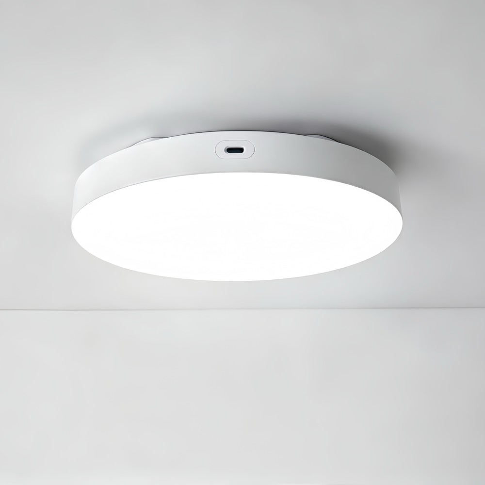 Oppladbar LED taklampe med sensor - Mikrobølgesensor, Ø20cm, 6W, CCT, Hvit