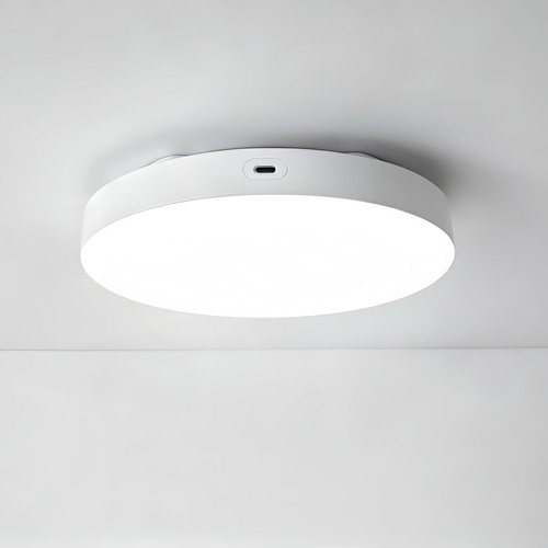 Oppladbar LED taklampe med sensor - Mikrobølgesensor, Ø20cm, 6W, CCT, Hvit